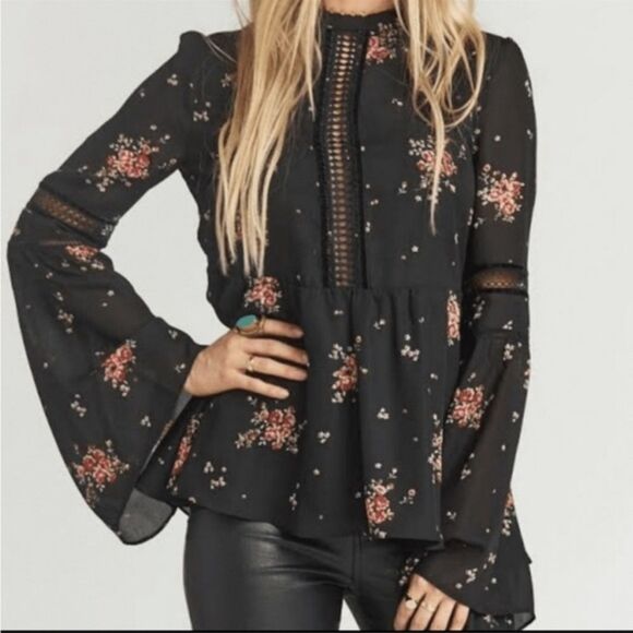 Show me Your MuMu Black Floral Tunic Top, size S NWT - Picture 5 of 15